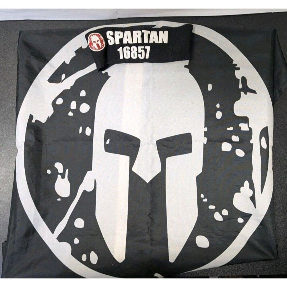 Official Spartan Race Finisher Black Flag and Logo Headband Set